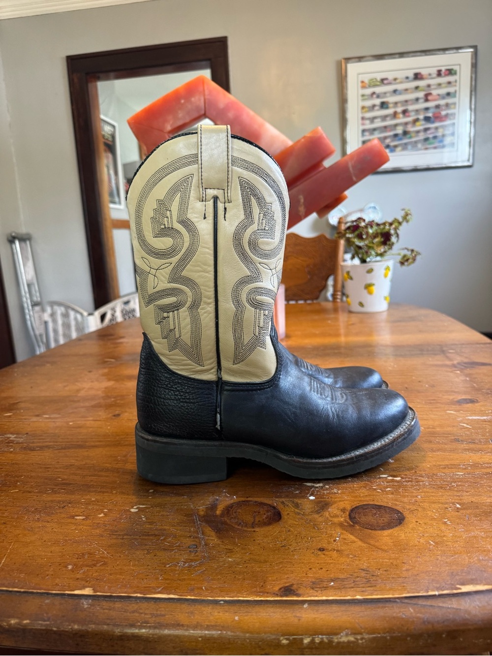 Vintage Roper Two Tone Cowboy Boots Sz 8.5 D